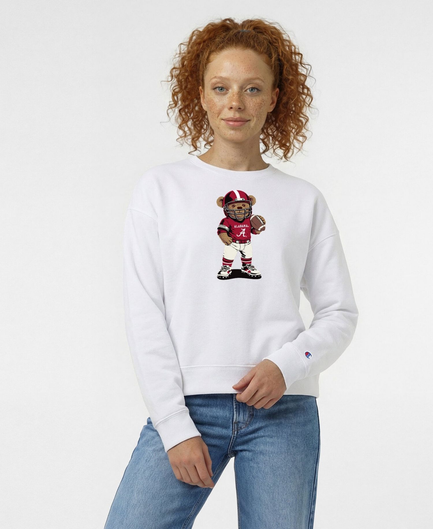 Women's White Alabama Crimson Tide Teddy Bear Sweatshirt