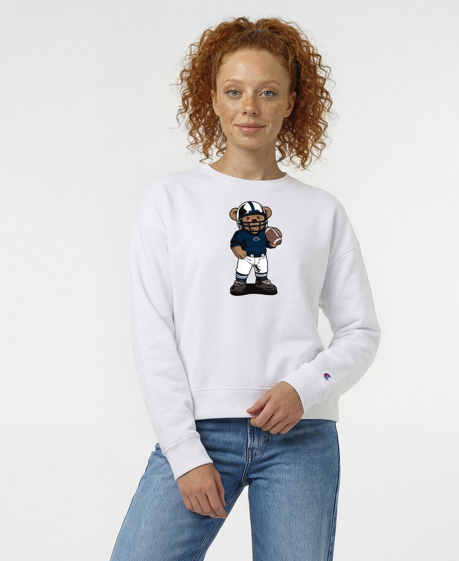 Women's White Penn State Nittany Lions Teddy Bear Sweatshirt