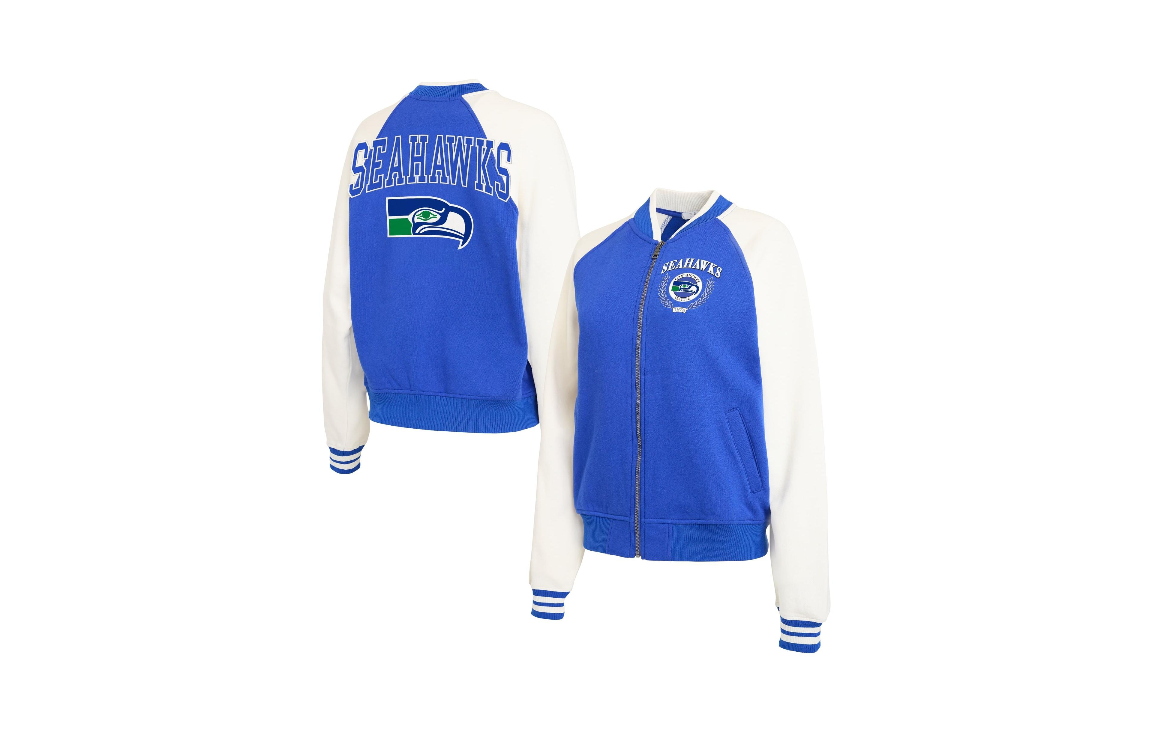 Wear by Erin Andrews Women's Seattle Seahawks Throwback Varsity Fleece Jacket