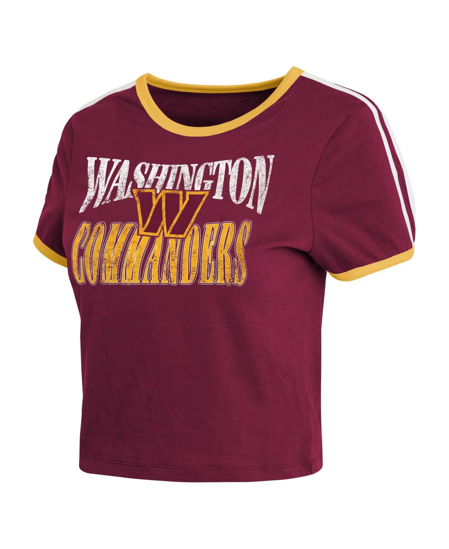 Women's Burgundy Washington Commanders Cropped Throwback Ringer Baby T-Shirt