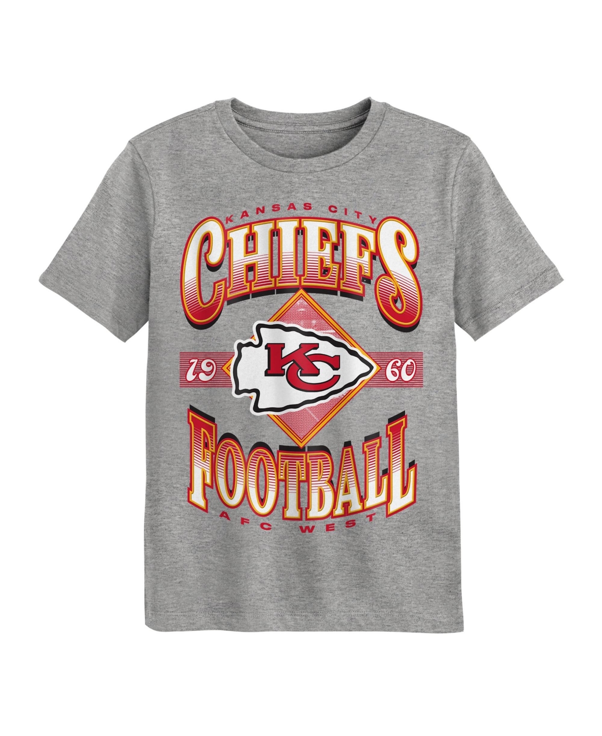 Outerstuff Kids' Boys' And Girls' 2t-5t Kansas City Chiefs Of Days Past Graphic T-shirt In Dark Heather Gray