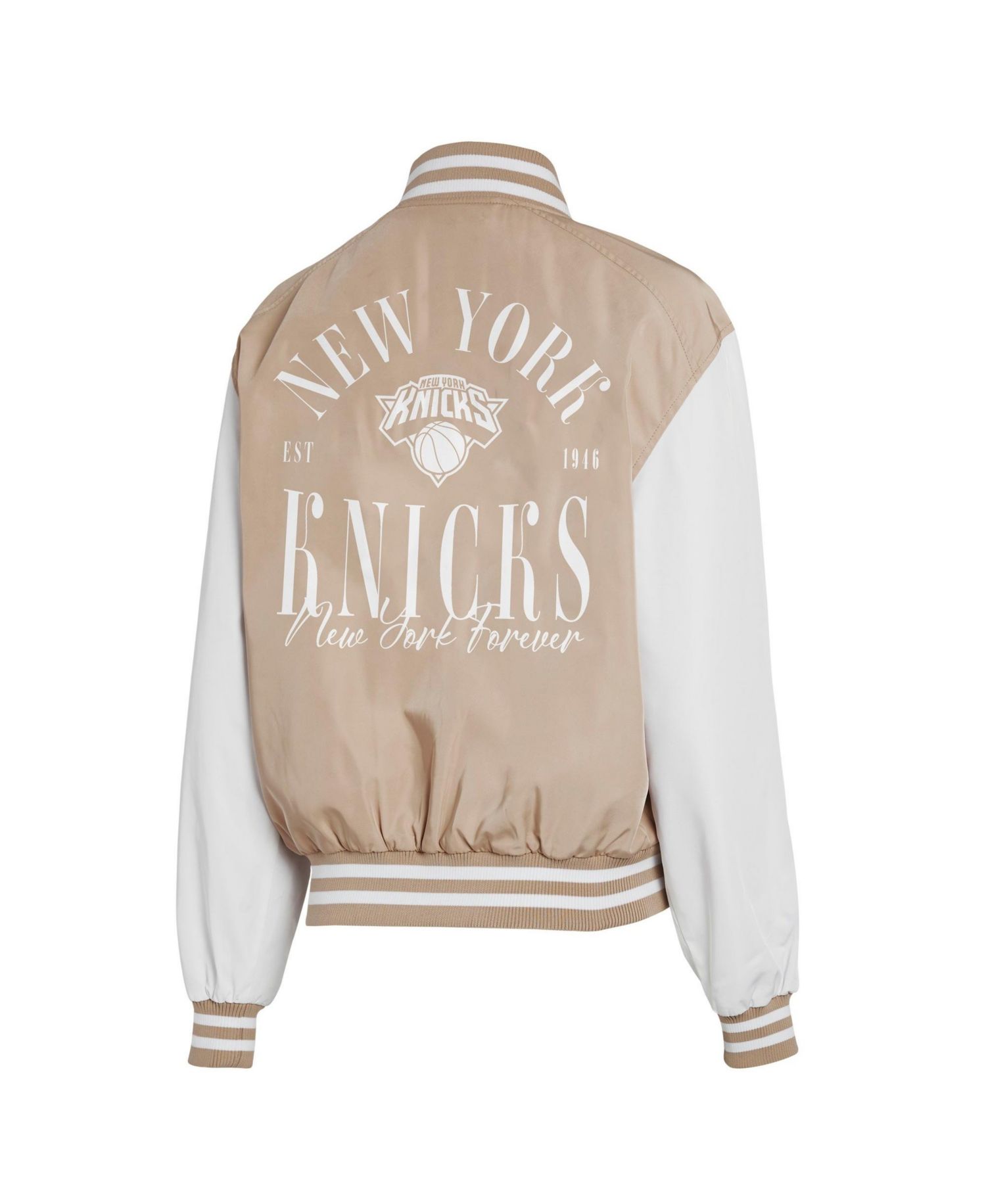 Women's Tan New York Knicks Tonal Full-Zip Bomber Jacket