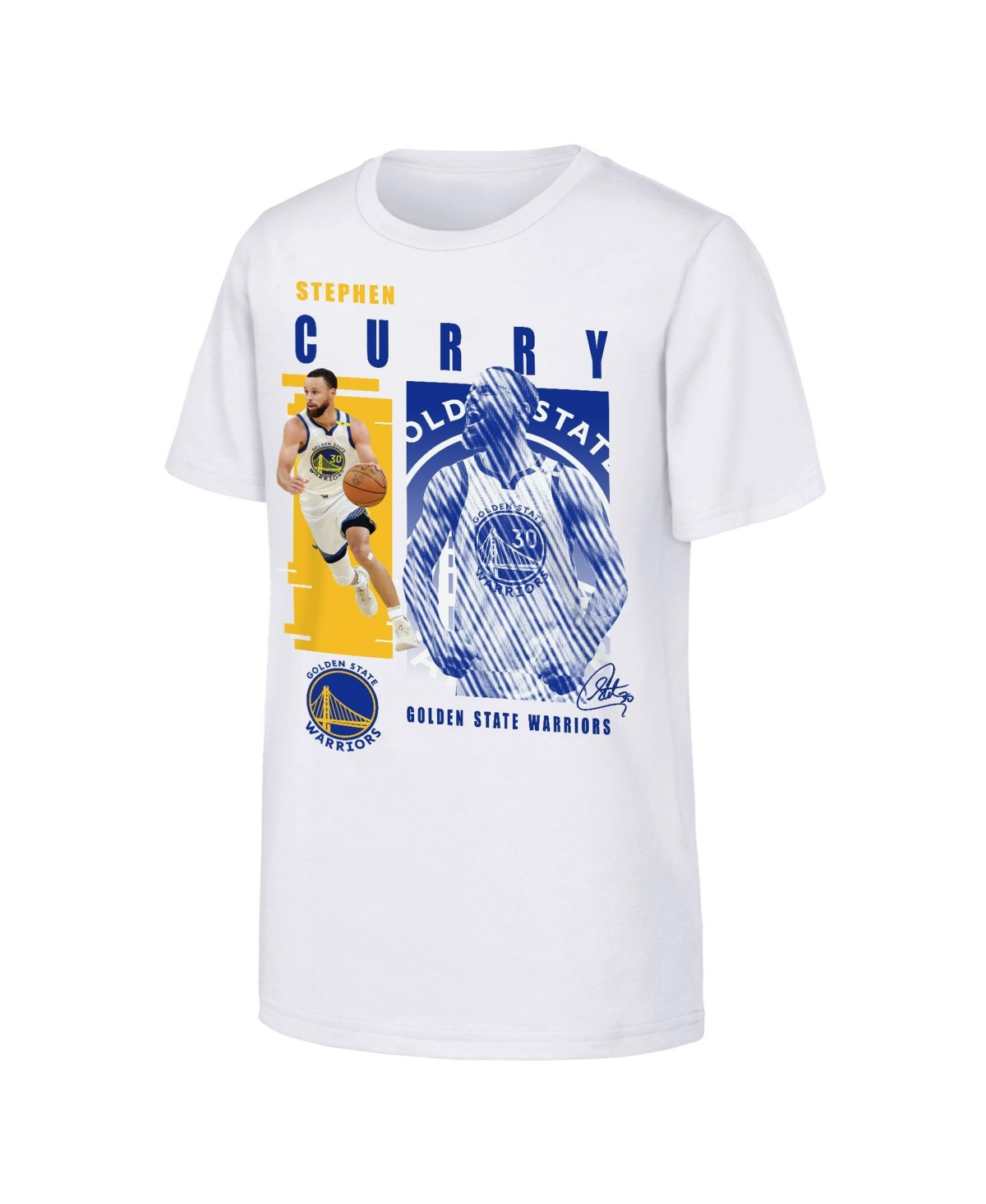 Outerstuff Boys' and Girls' Golden State Warriors Highlights Screen-Print Stephen Curry T-Shirt - White