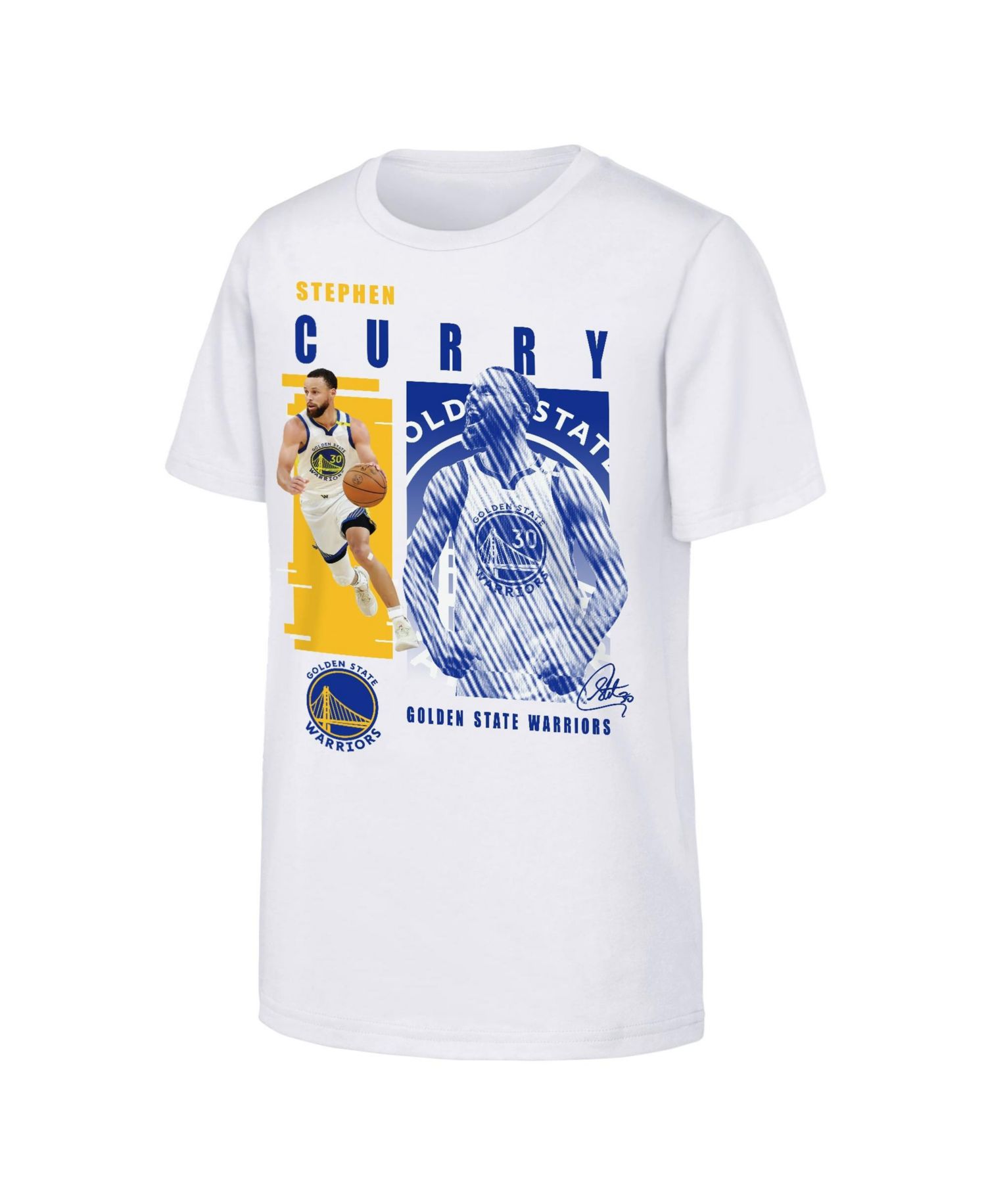 Big Boys and Girls Stephen Curry White Golden State Warriors Highlights T-Shirt