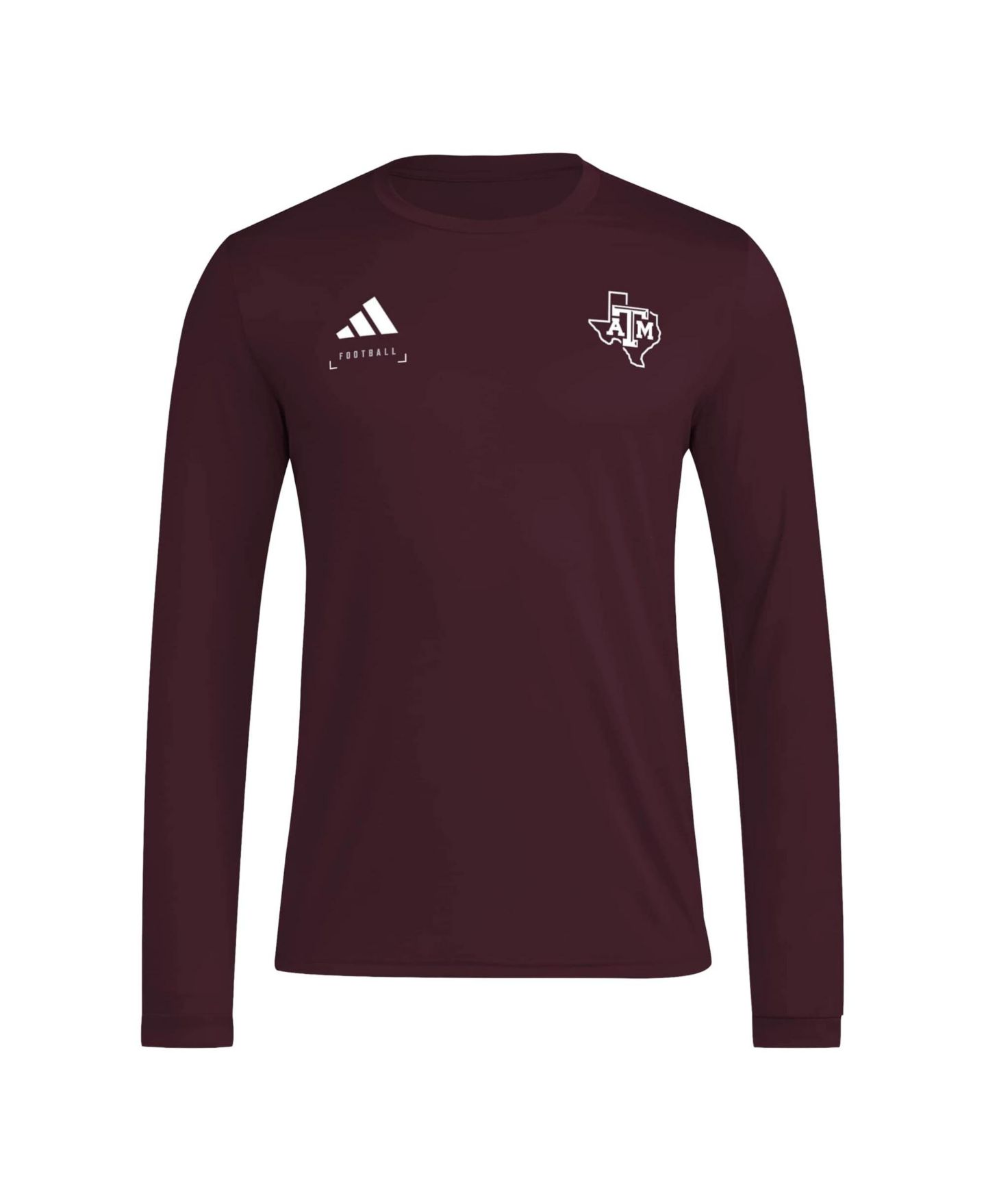 Мужская футболка adidas Maroon Texas A&M Aggies Locker Football Icon Aeroready Pre-Game Long Sleeve — фото 2