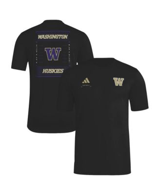 Men's Black Washington Huskies Locker Football Icon AEROREADY Pre-Game T-Shirt
