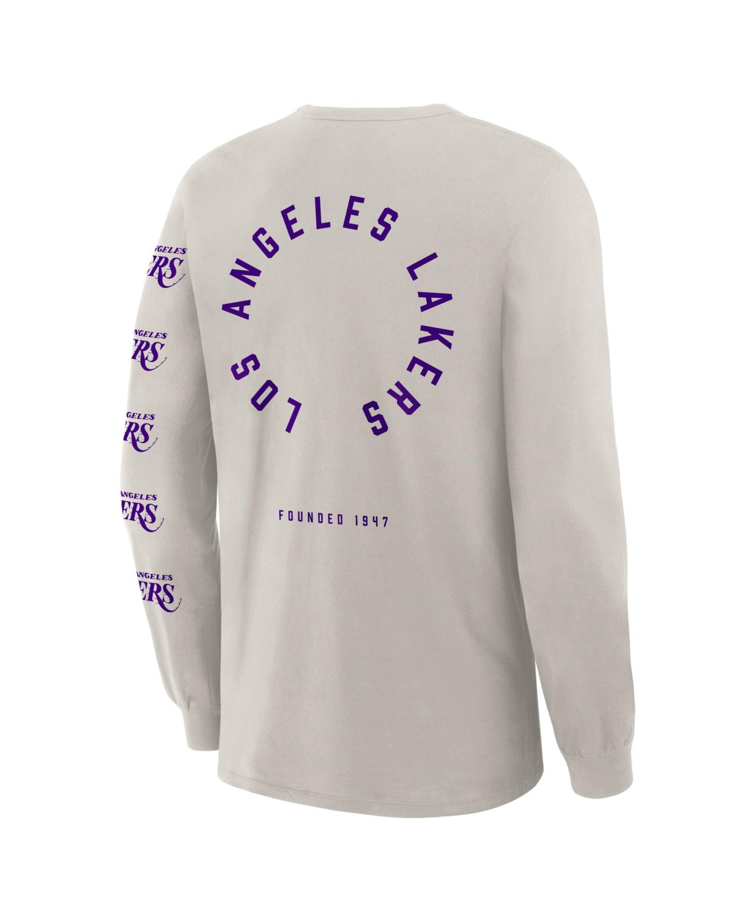 Men's Cream Los Angeles Lakers Crossover Collection Ball Screen Action Premium Long Sleeve T-Shirt