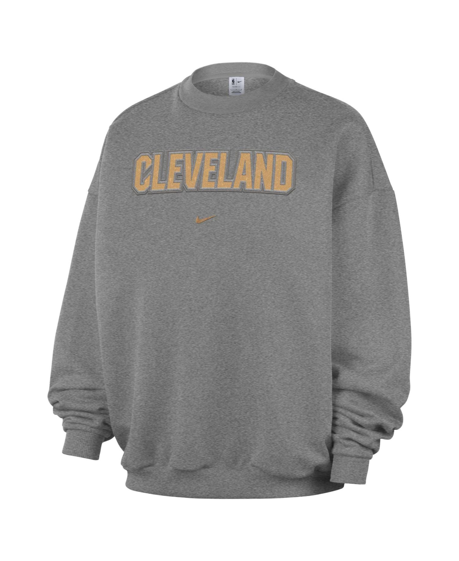 Men's Dark Heather Gray Cleveland Cavaliers Standard Issue Wordmark Fleece Crewneck Sweatshirt