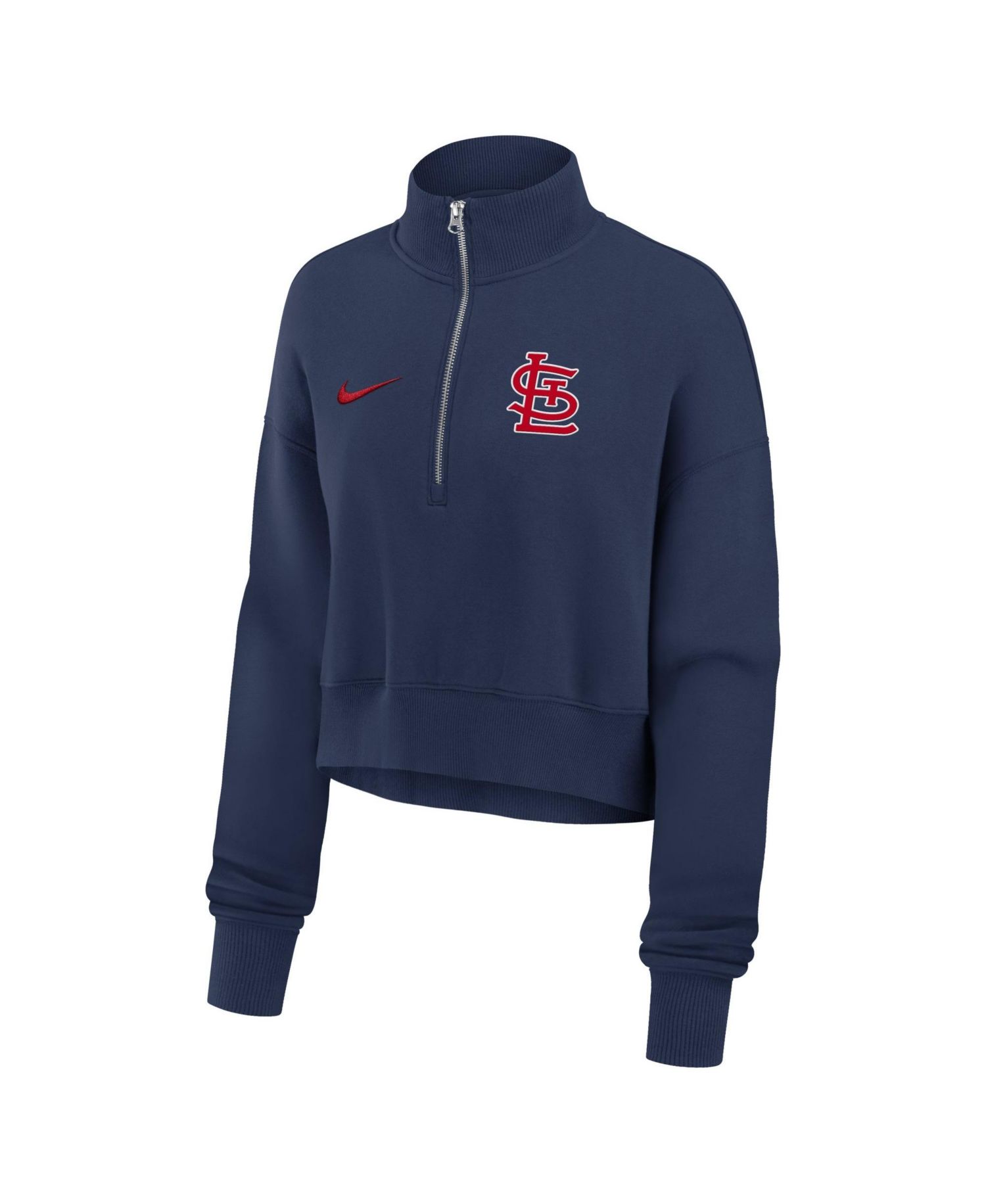 Women's Navy St. Louis Cardinals Primetime Phoenix Fleece Half-Zip Sweatshirt
