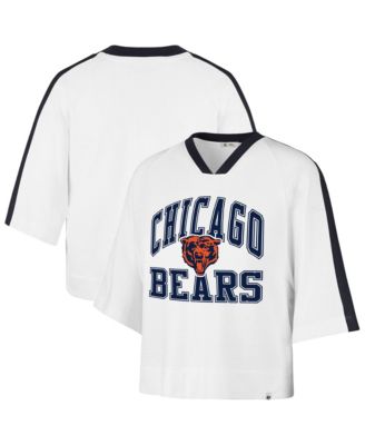Women's White Chicago Bears Big Overarch Drop Needle Raglan V-Neck T-Shirt