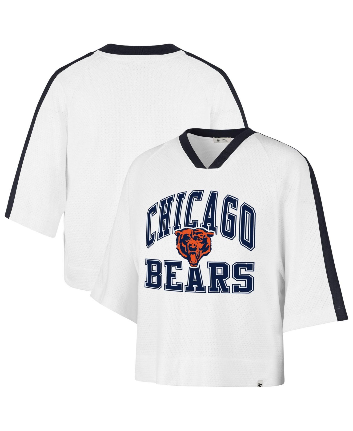 Women's White Chicago Bears Big Overarch Drop Needle Raglan V-Neck T-Shirt