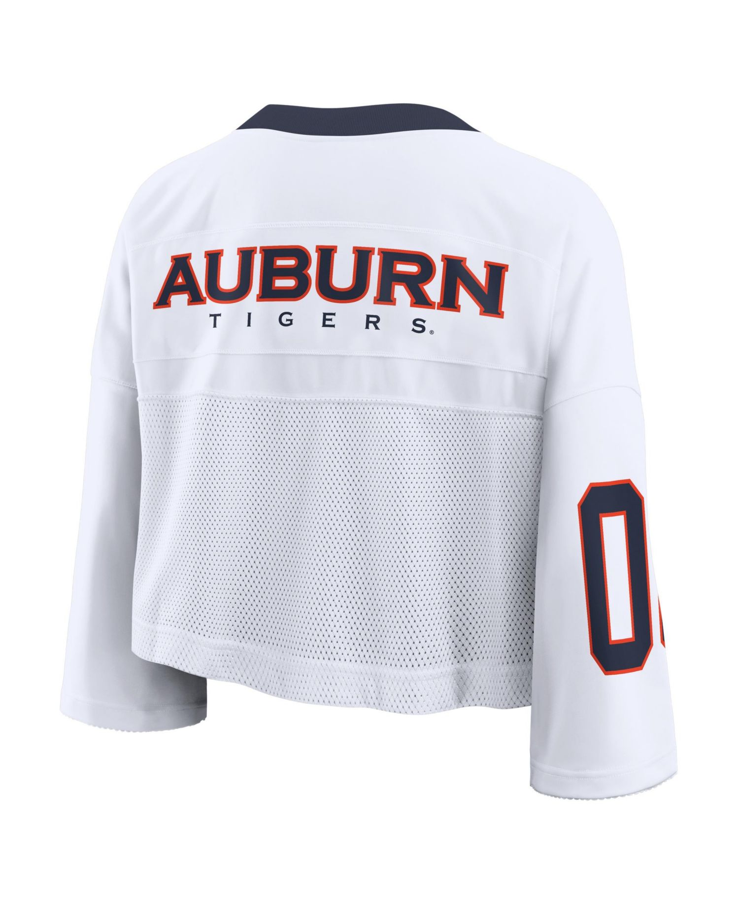 Women's White Auburn Tigers Oversized Logo Cropped Fashion Jersey