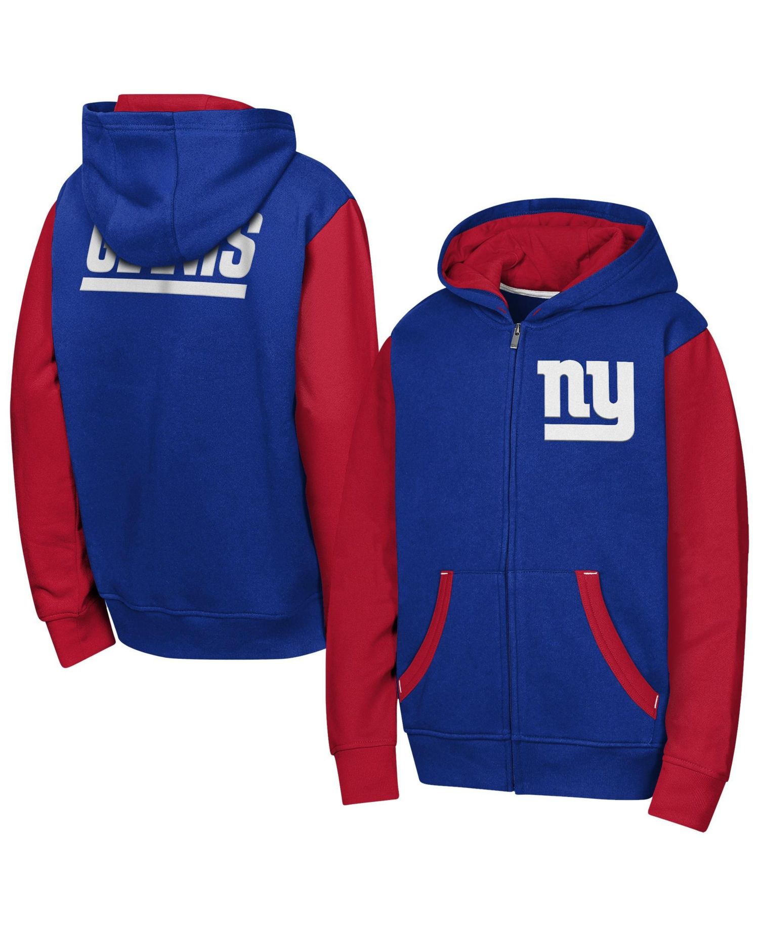 Big Boys and Girls Royal New York Giants Stadium Color block Full-Zip Hoodie