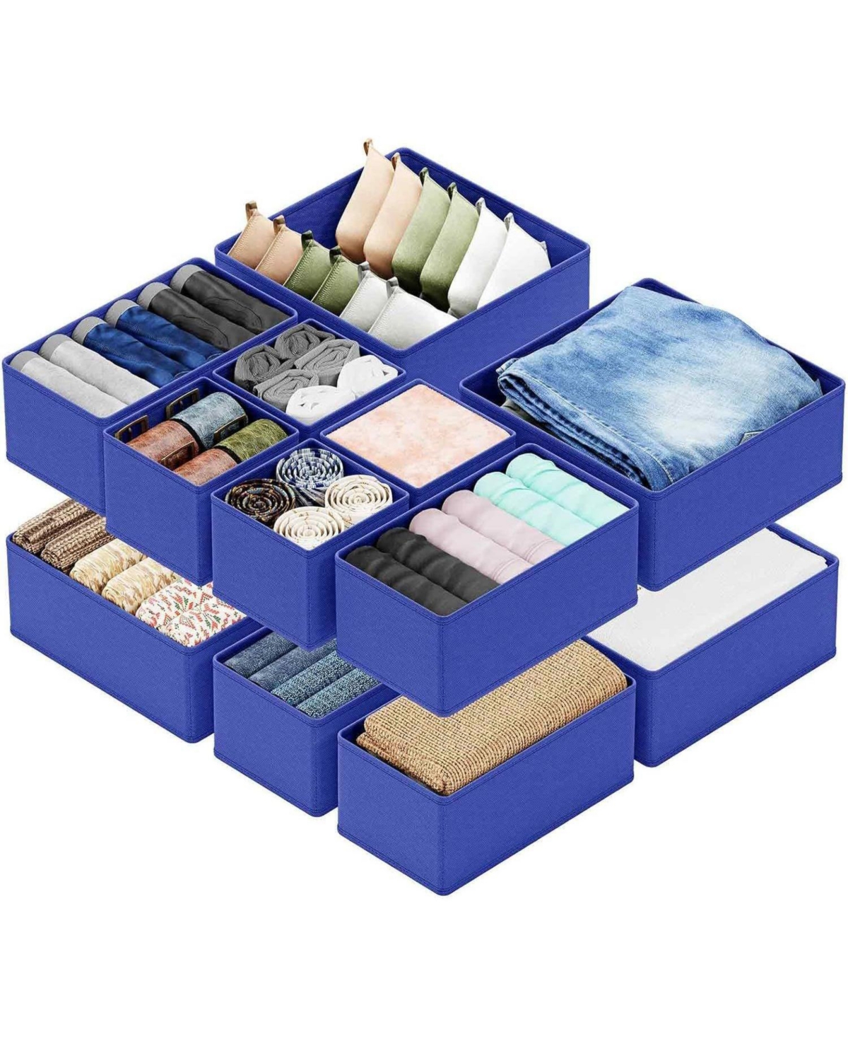 SpaceAid 12-Pack Drawer Organizer Bins, Fabric Dresser Closet Dividers for Nursery