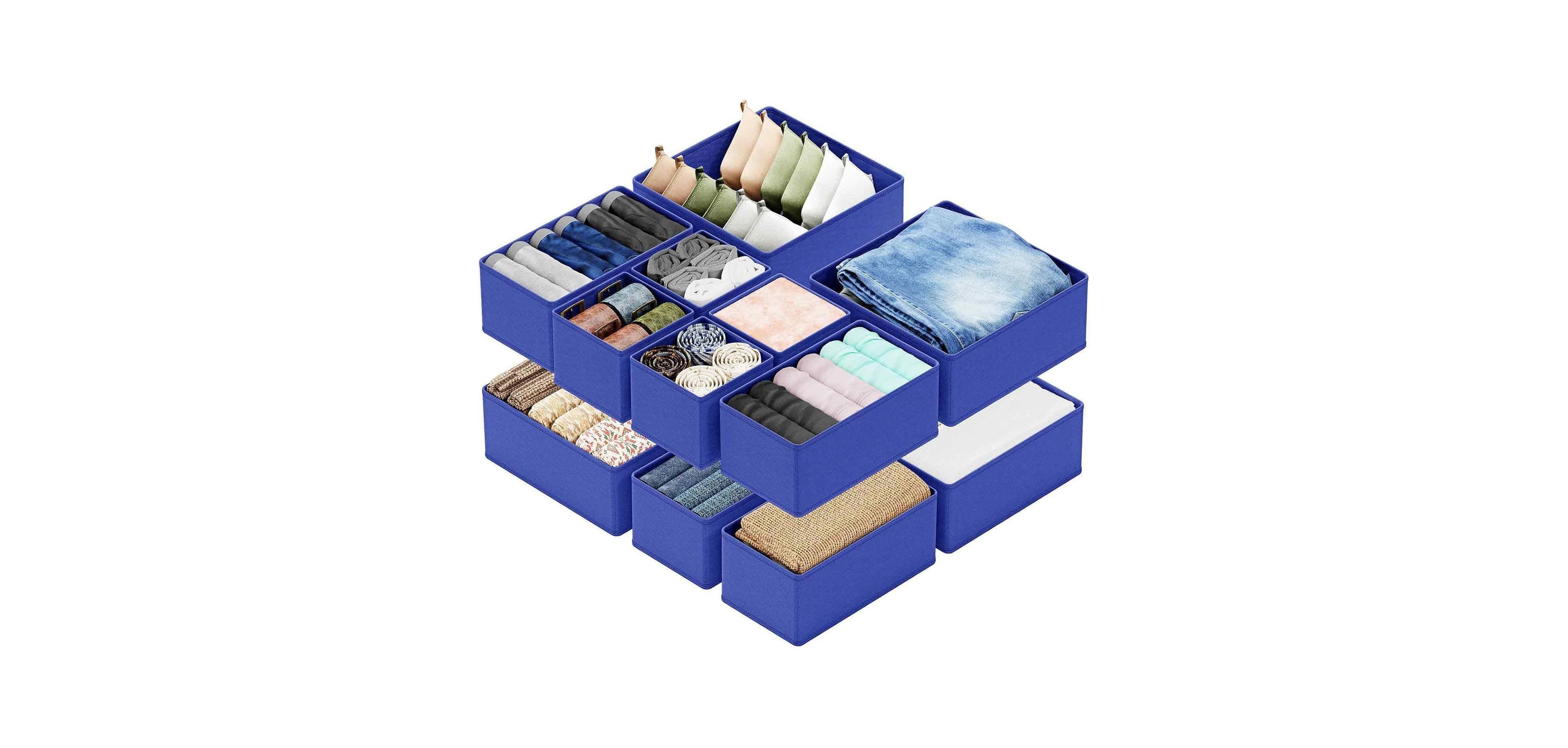 SpaceAid 12-Pack Drawer Organizer Bins, Fabric Dresser Closet Dividers for Nursery, Bedroom and Bathroom