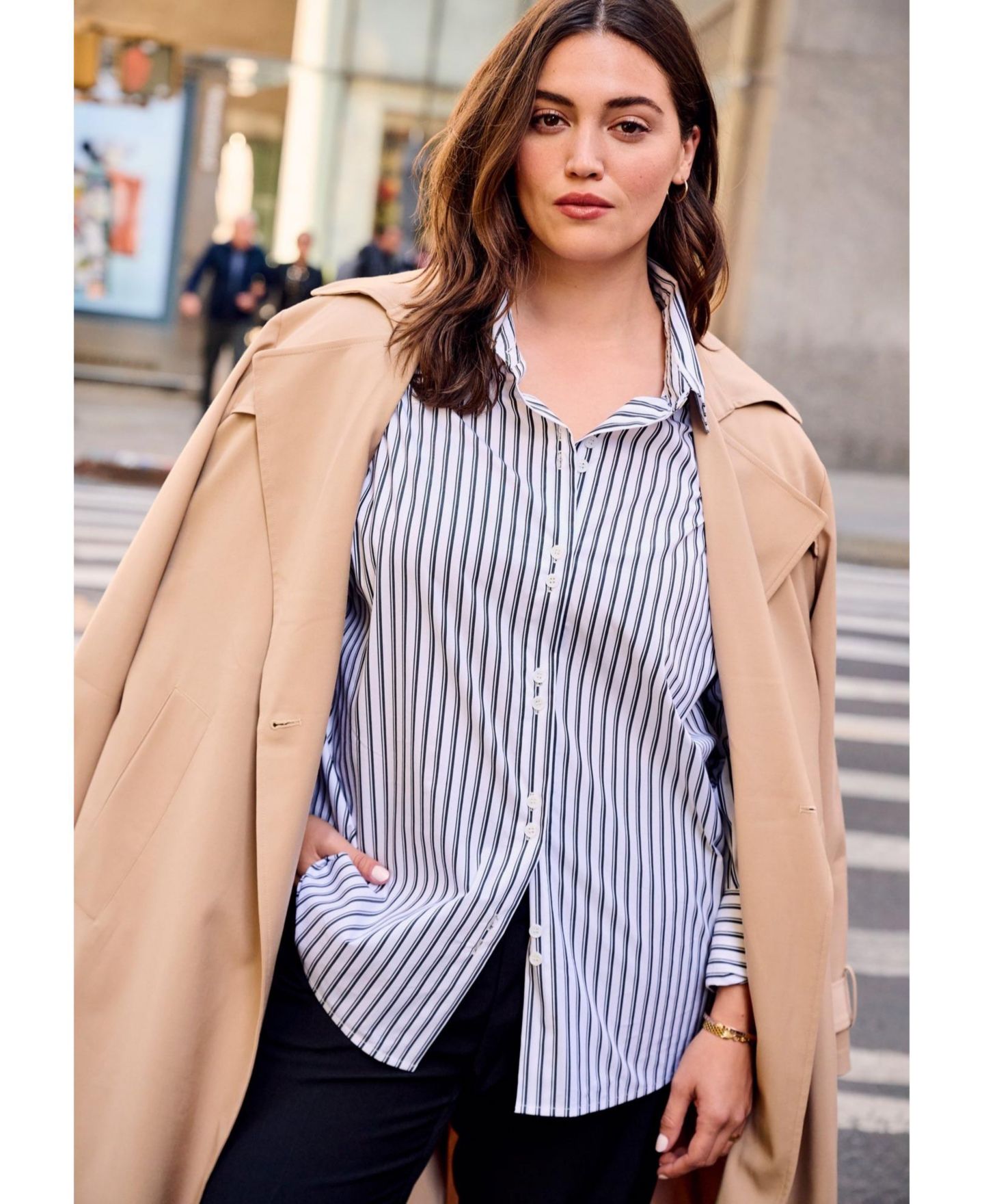 Женская рубашка Avenue Plus Size Breanna Classic Poplin, цвет: Белый — фото 4