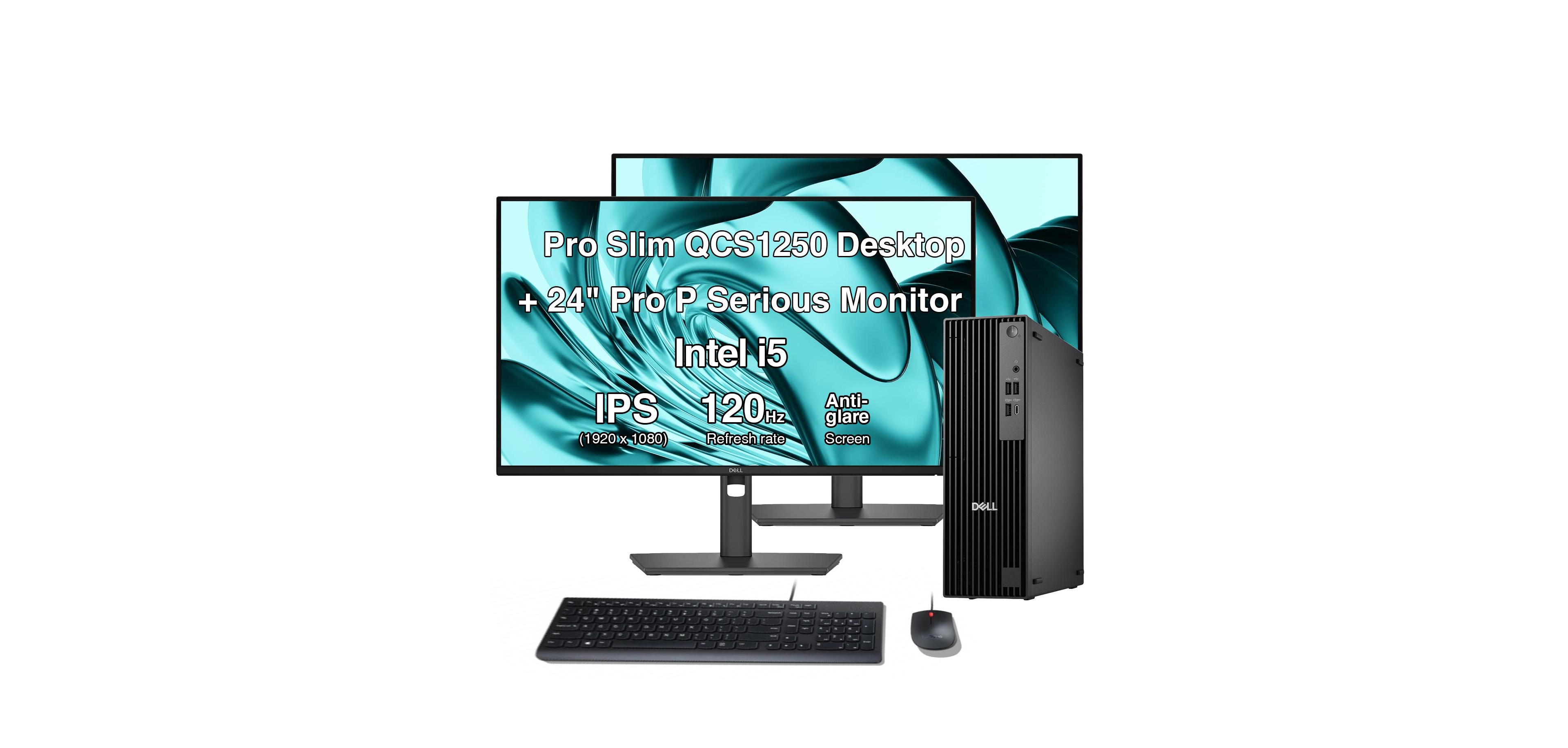 Dell Pro Slim QCS1250 with 24" Monitors, 2-Pack