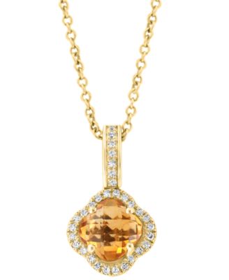 Diamond (1/20 ct. t.w.) and Citrine (1-1/10 ct. t.w.) Pendant in 14k Yellow Gold