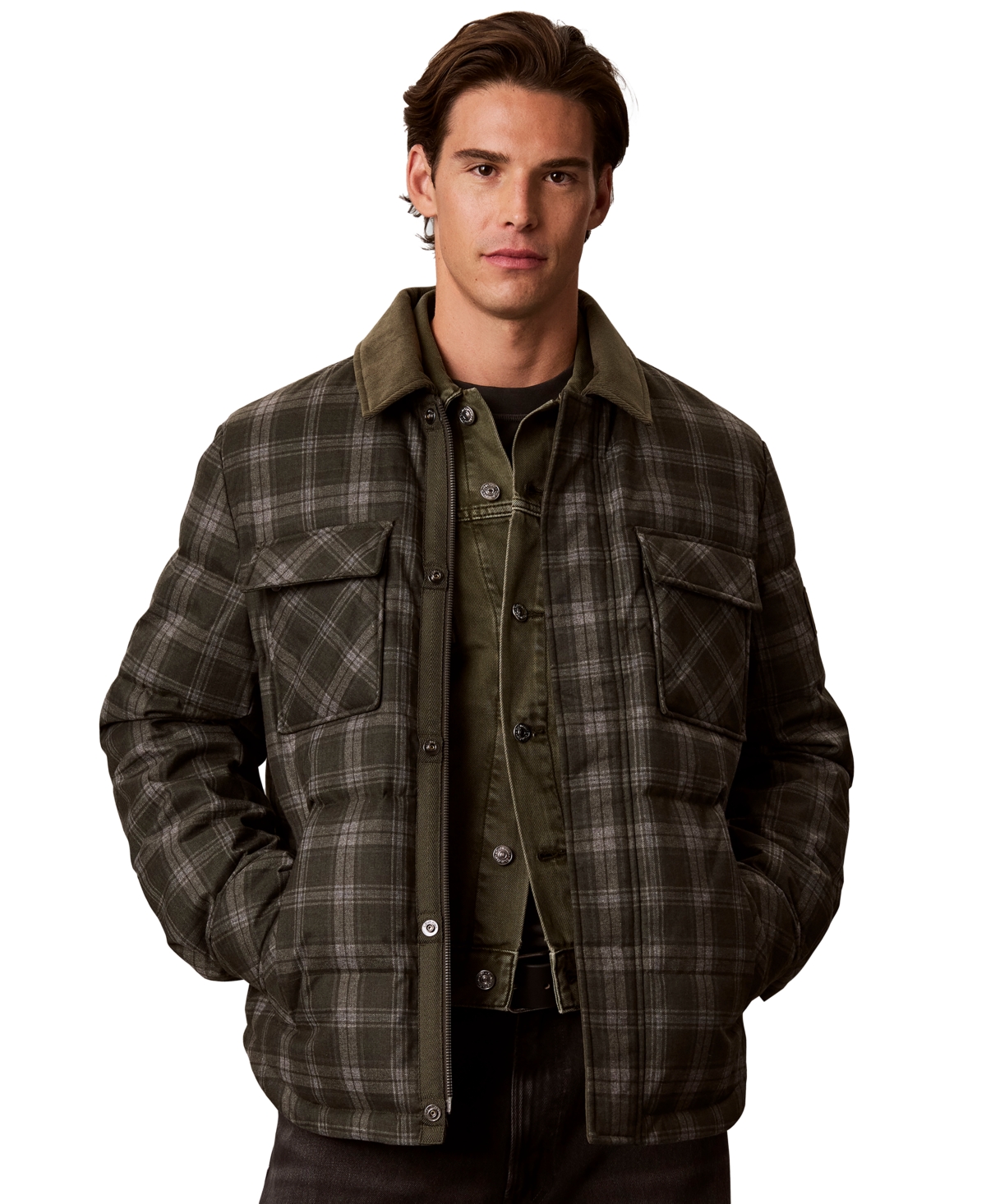 Calvin Klein Men's Printed-Plaid Down Puffer Jacket