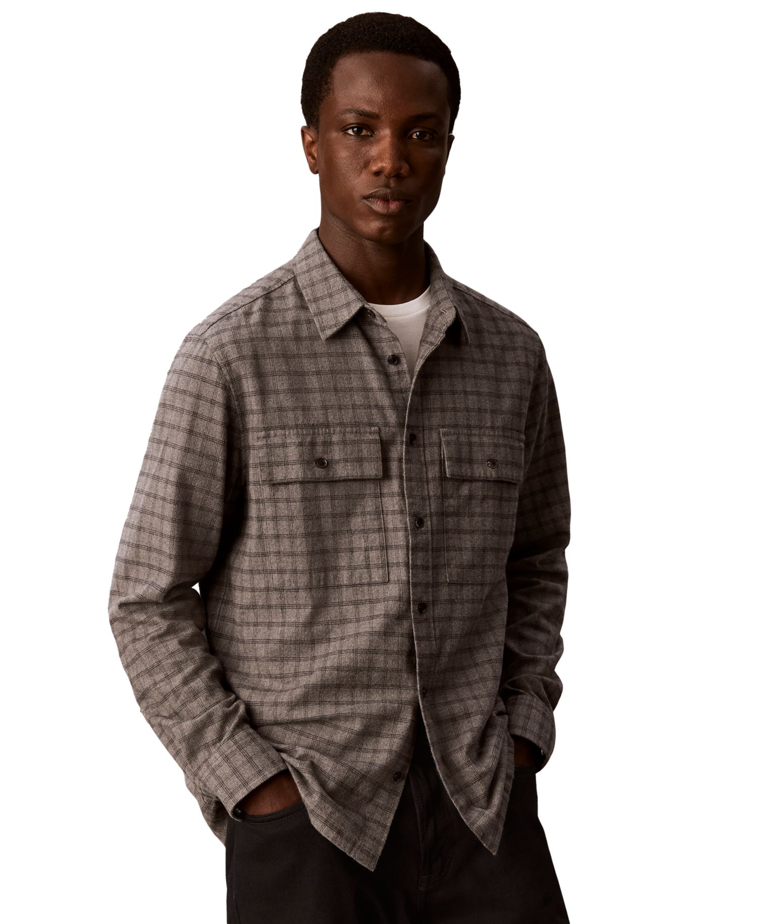 Men's Melange Flannel Classic-Fit Button-Down Shirt