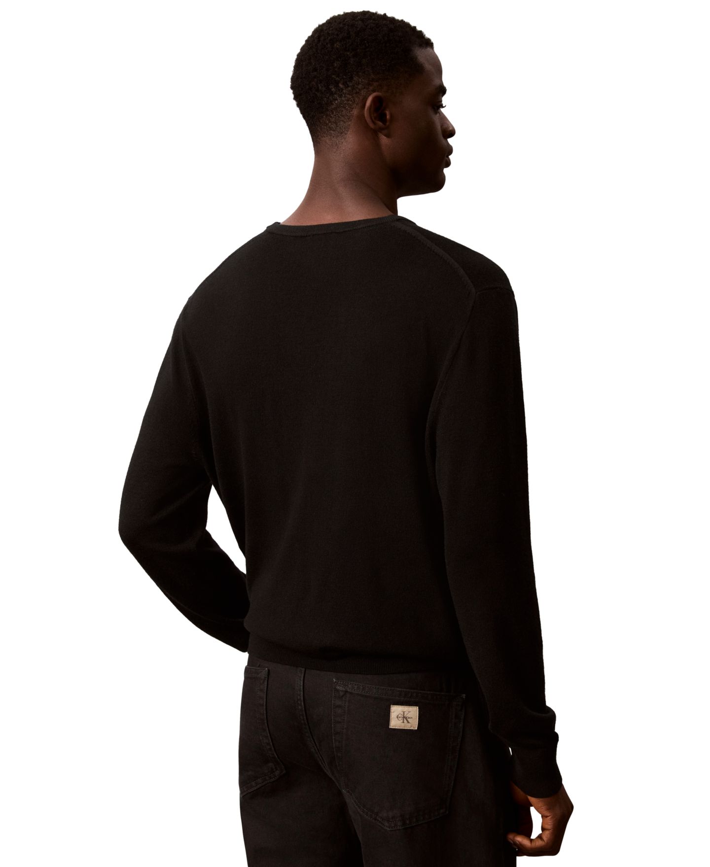 Мужской свитер Calvin Klein Merino Wool Classic-Fit V-Neck, цвет: Чёрный — фото 5