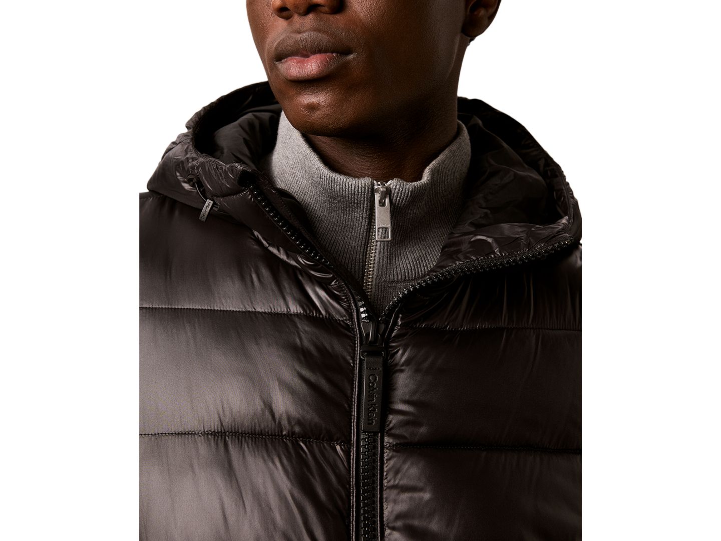 Мужская куртка Calvin Klein Mixed Media Hooded Puffer, цвет: Чёрный — фото 4