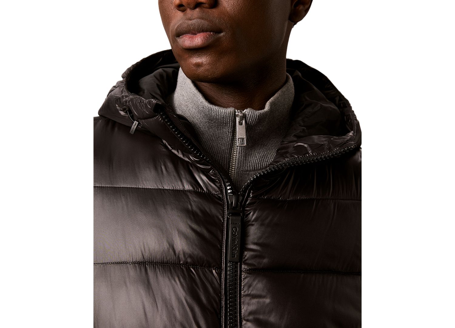 Men's Mixed Media Hooded Puffer Jacket