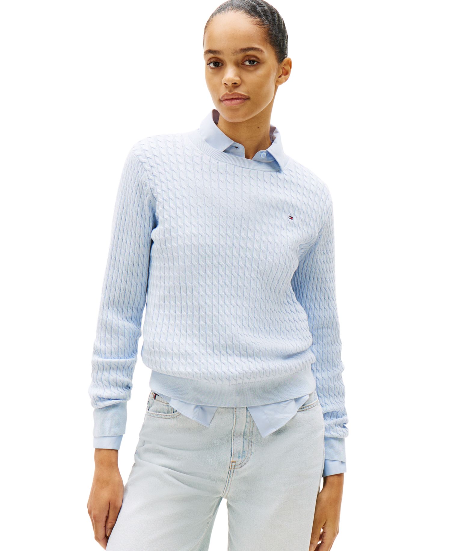 Women's Fine Gauge Cable Crewneck Sweater