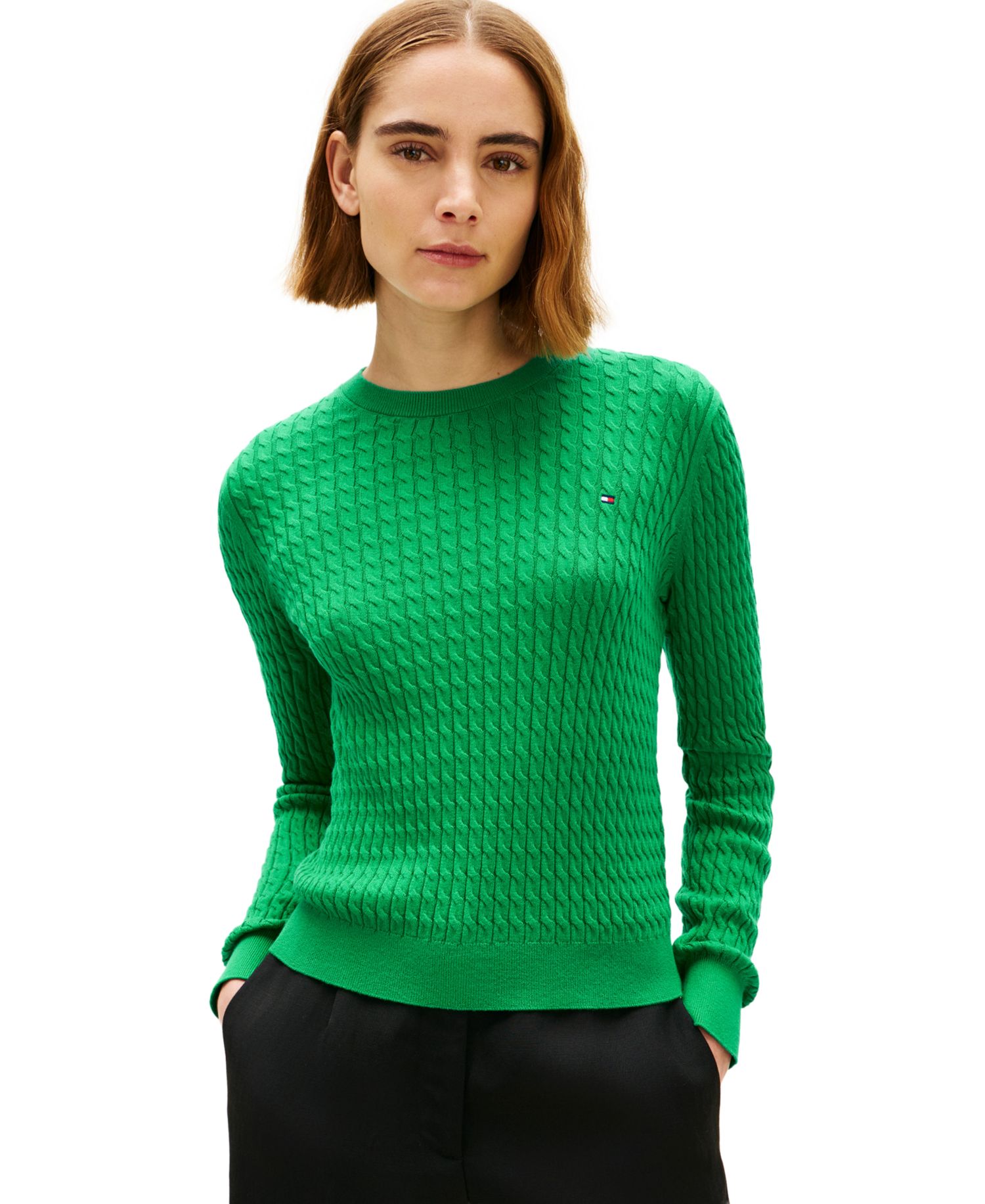 Women's Fine Gauge Cable Crewneck Sweater