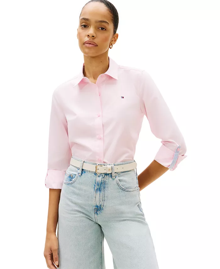 Women's Classic Poplin Roll-Tab Long-Sleeve Shirt - thumbnail 7