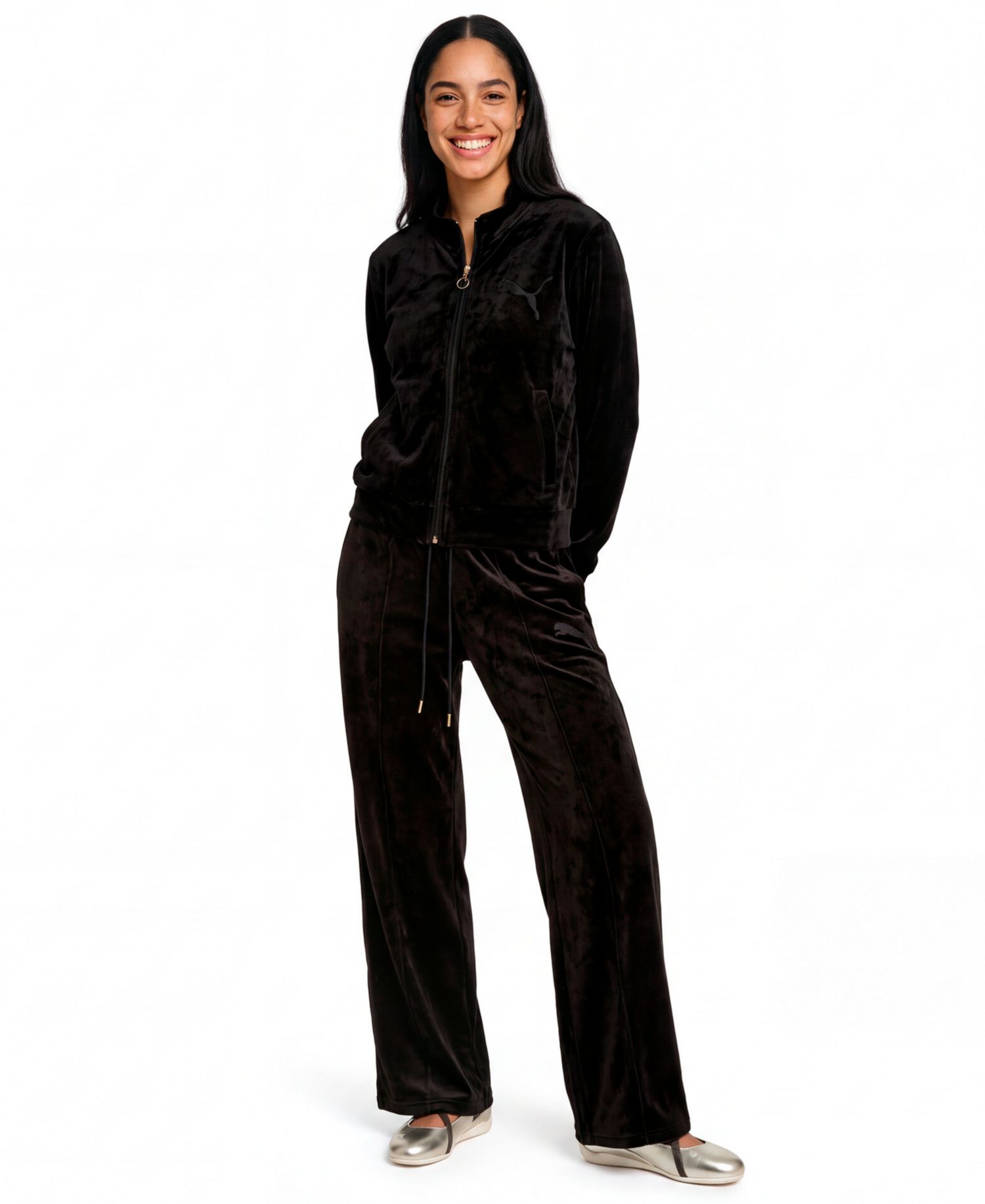 Women's Ess Elevated Comfort Velour Straight-Leg Pants