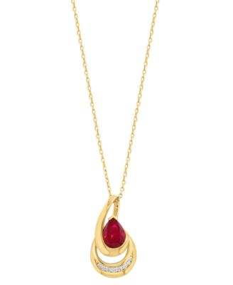 Diamond and Ruby Pendant (1-2/5 ct. t.w. Ruby, 1/20 ct. t.w. Diamond) in 14k Yellow Gold