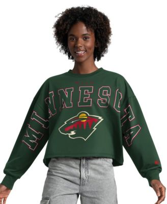 Women's  Green Minnesota Wild Bleachers Cropped Drop Shoulder Sweatshirt