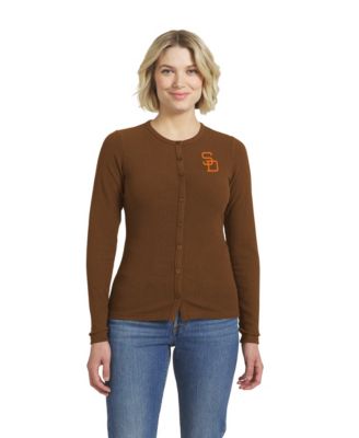 Women's Brown San Diego Padres Rib Button-Up Sweater