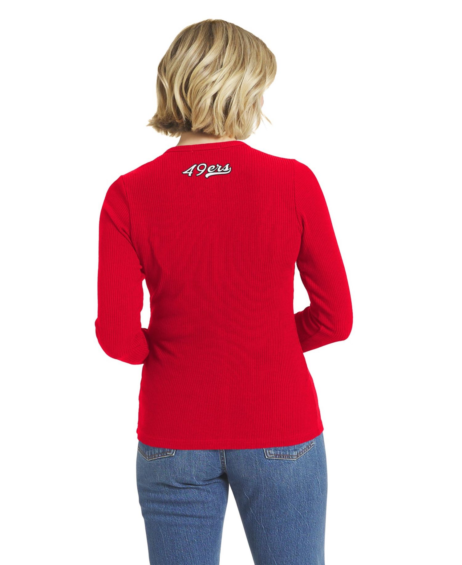 Women's Scarlet San Francisco 49ers Ribbed Full-Button Cardigan Sweater
