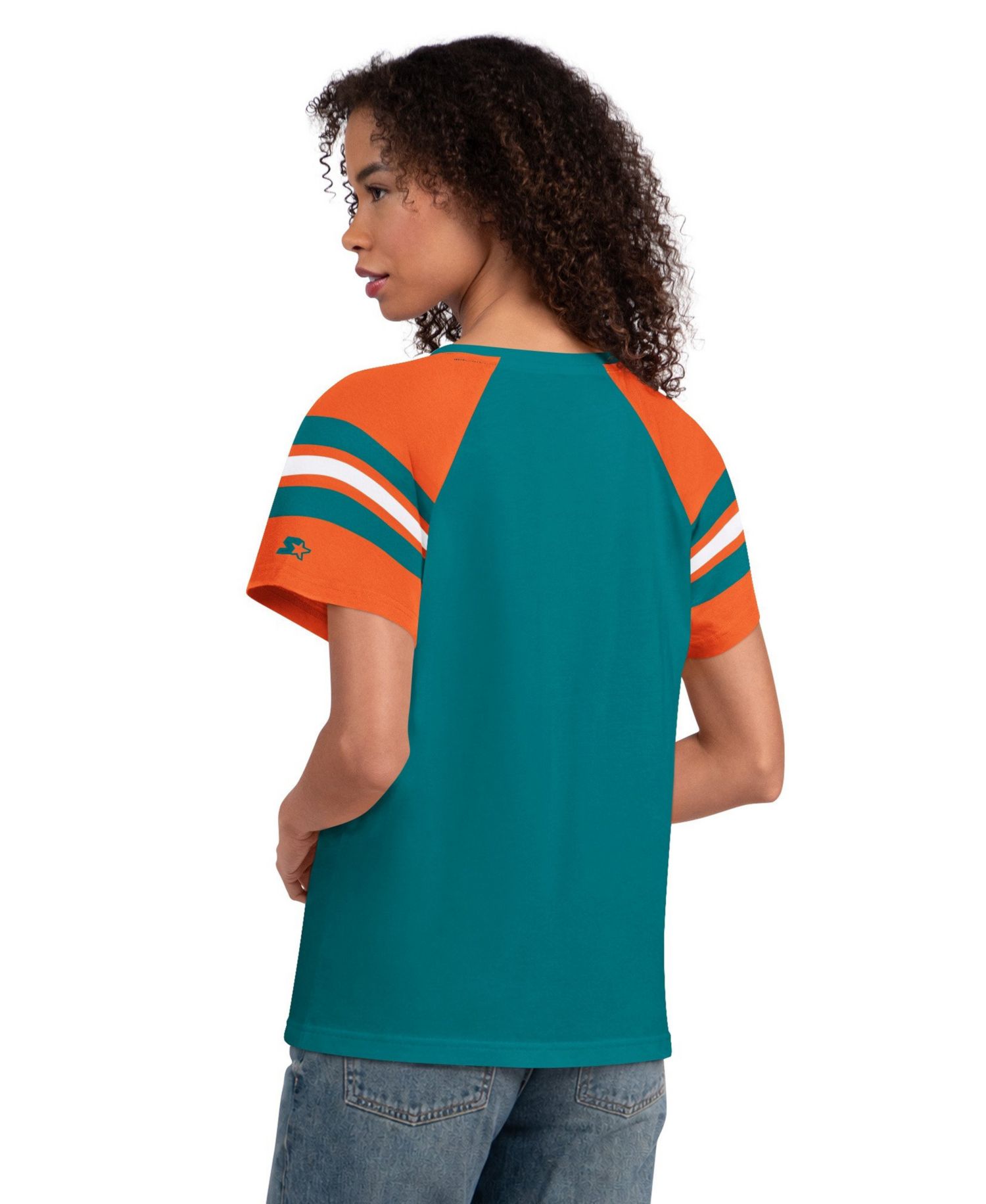 Women's Aqua Miami Dolphins Game On Notch Neck Raglan T-Shirt