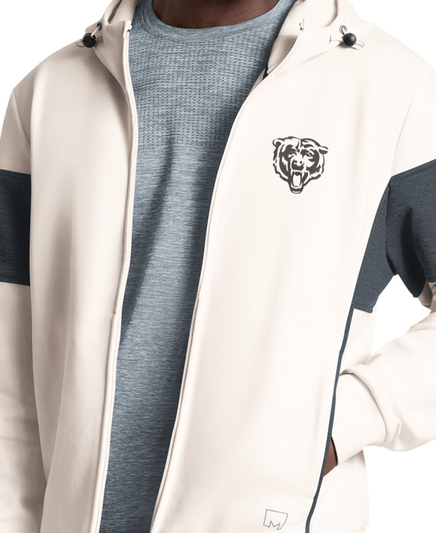Men's Cream Chicago Bears Competition Full-Zip Tri-Blend Hoodie