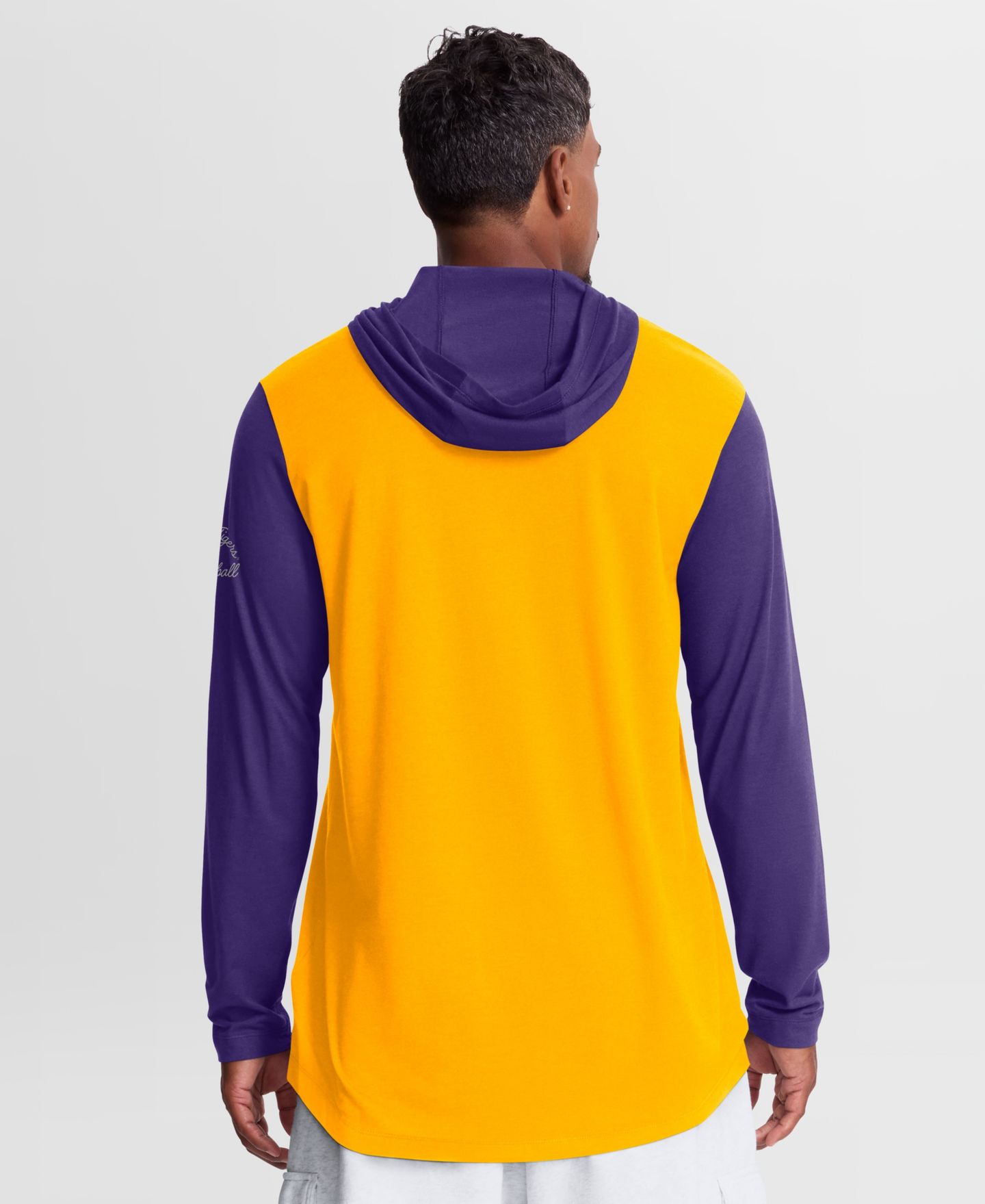 Мужская футболка Nike Gold/Purple LSU Tigers Campus Legacy Tri-Blend Long Sleeve Hooded — фото 3