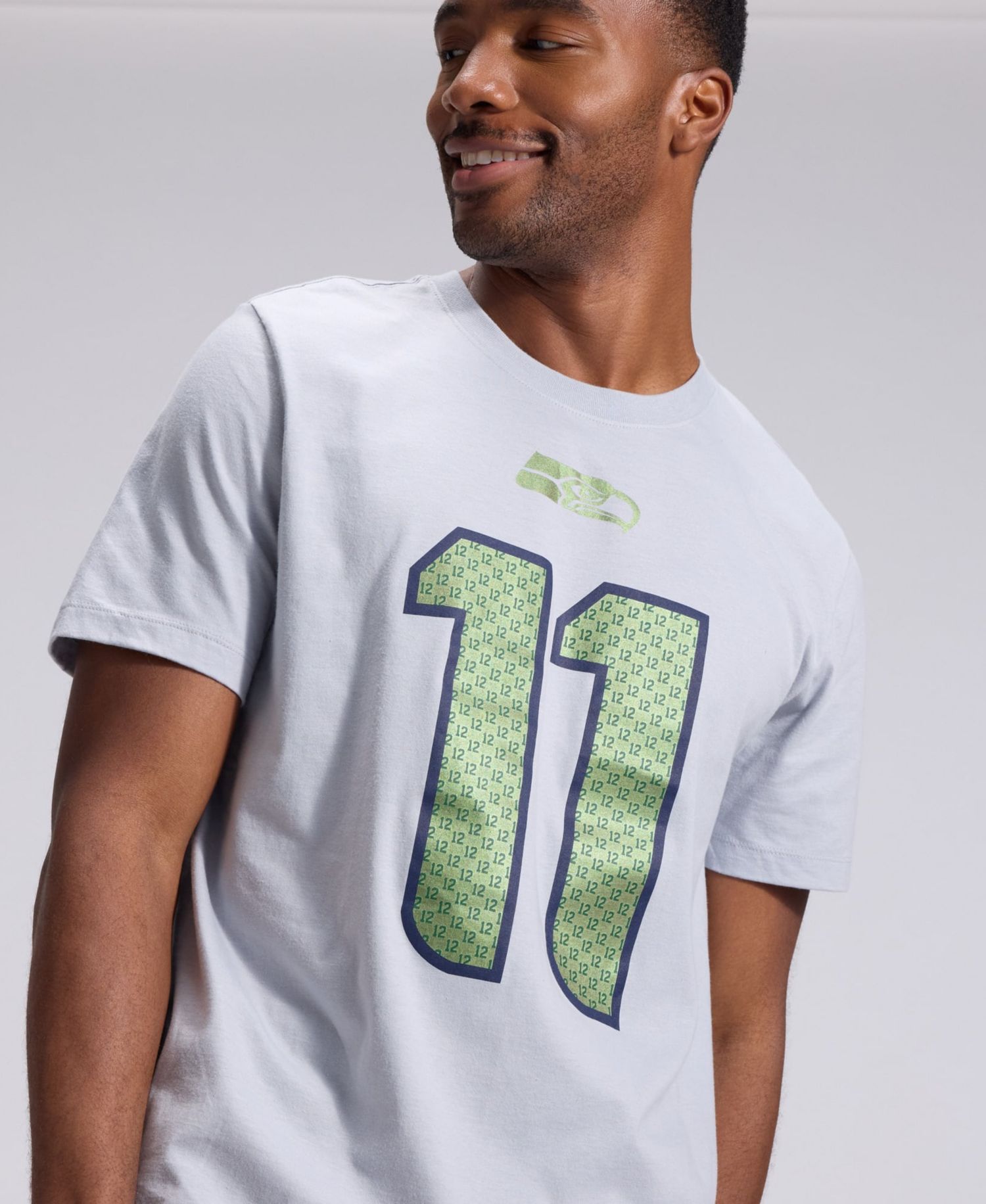 Men's Jaxon Smith-Njigba Wolf Gray Seattle Seahawks Rivalries Collection Player Name Number T-Shirt