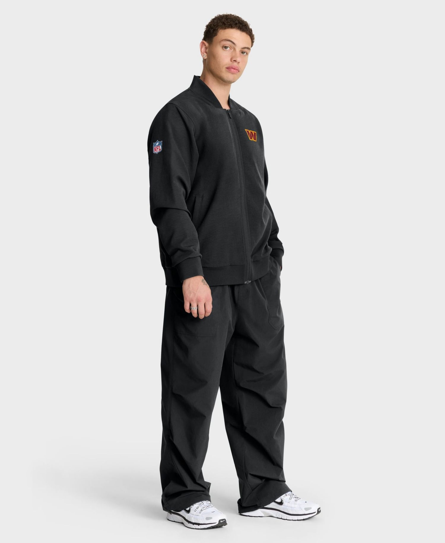 Men's Black Washington Commanders Sideline Powerful Blocking Full-Zip Dri-FIT Bomber Jacket