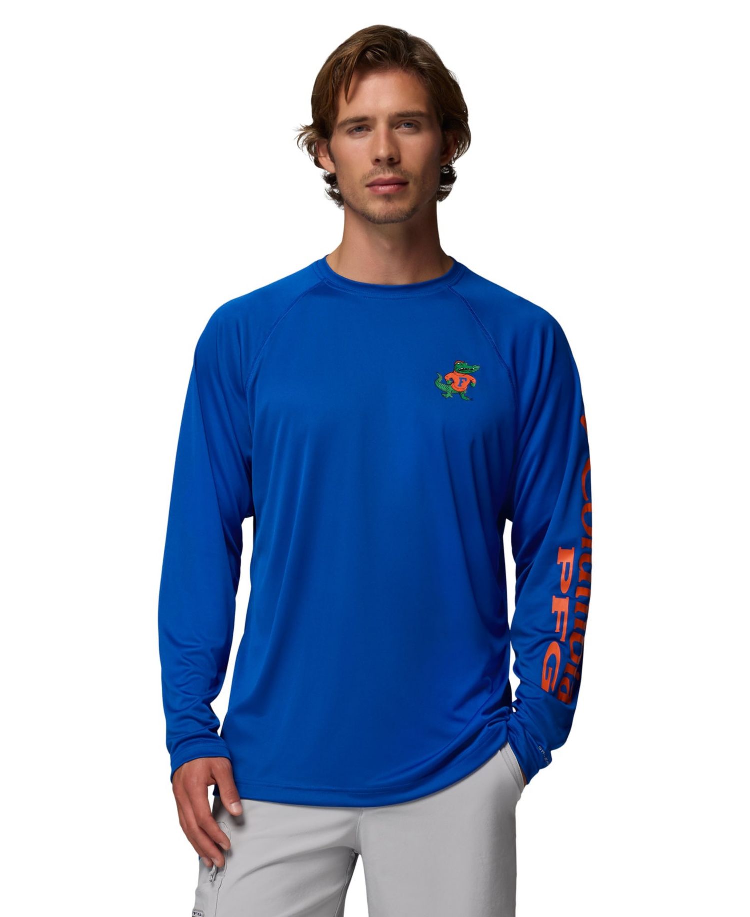 Men's Royal Florida Gators Terminal Tackle Omni-Shade Raglan Long Sleeve T-Shirt