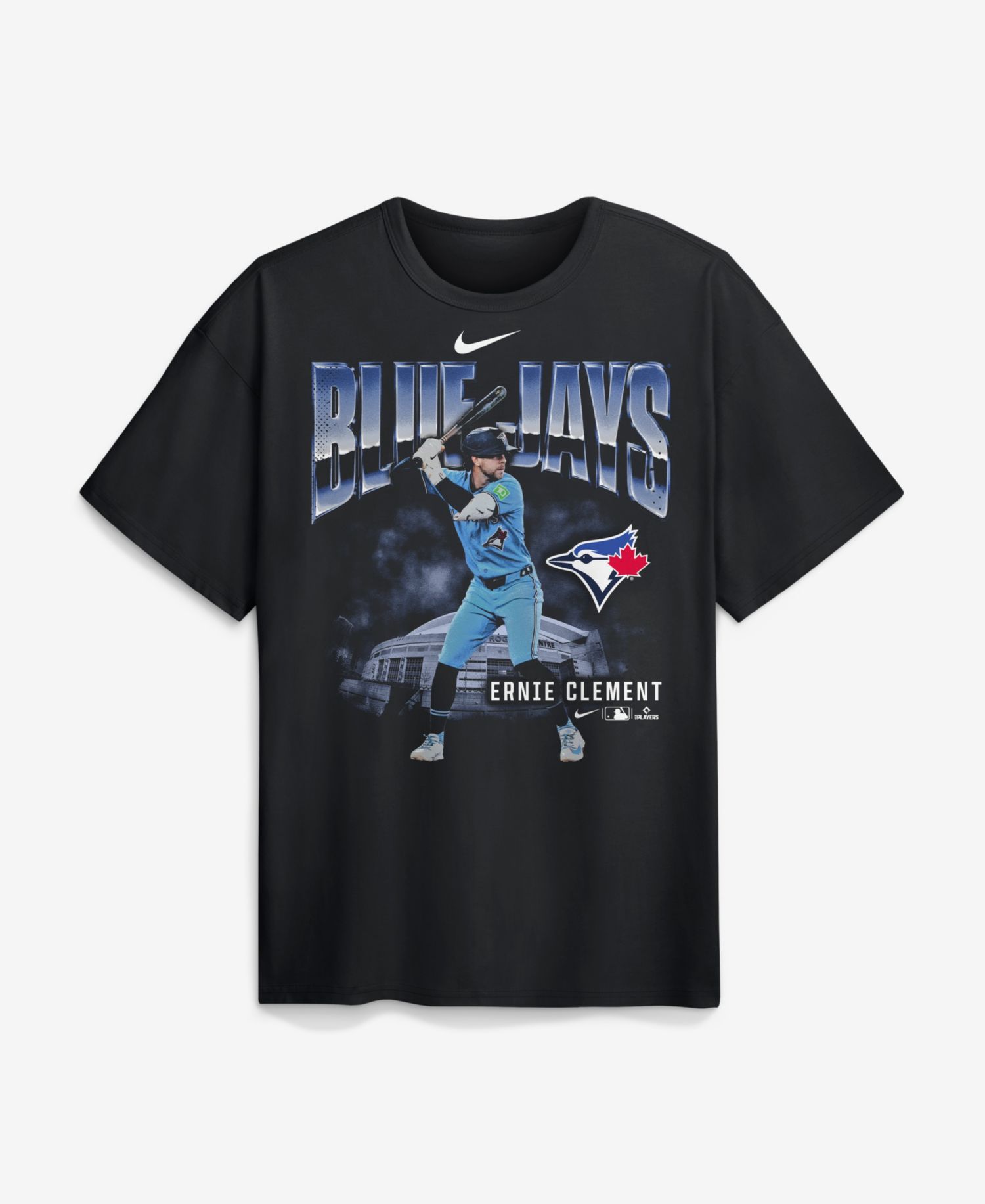 Men's Ernie Clement Black Toronto Blue Jays Enlarged Player Graphic Max90 Heavyweight T-Shirt