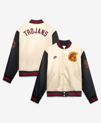 Men's Natural/Black USC Trojans Legacy Full-Snap Bomber Jacket