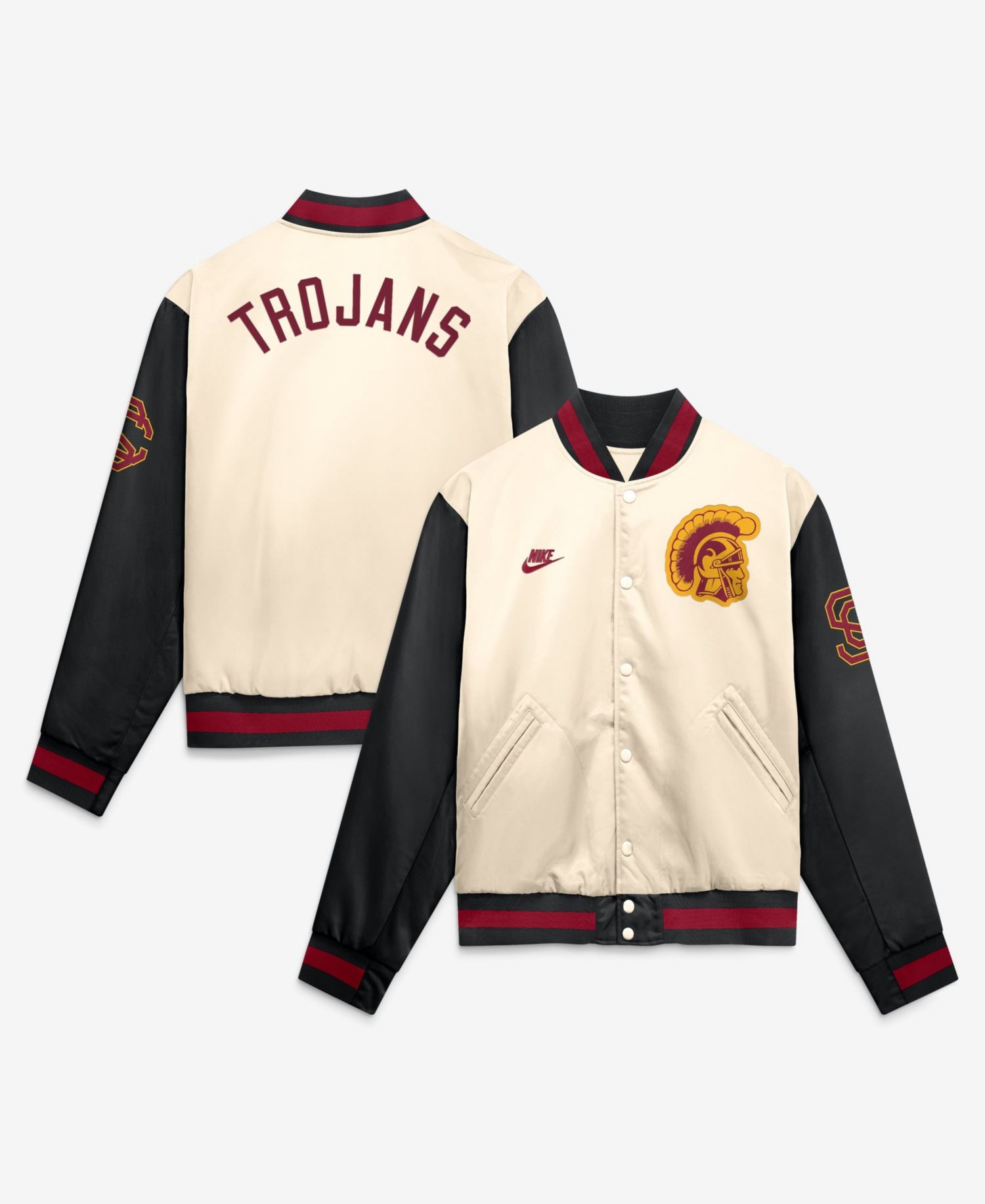 Men's Natural/Black USC Trojans Legacy Full-Snap Bomber Jacket