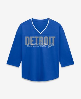 Women's  Blue Detroit Lions Team First Deceptive Juke 3/4-Sleeve V-Neck T-Shirt