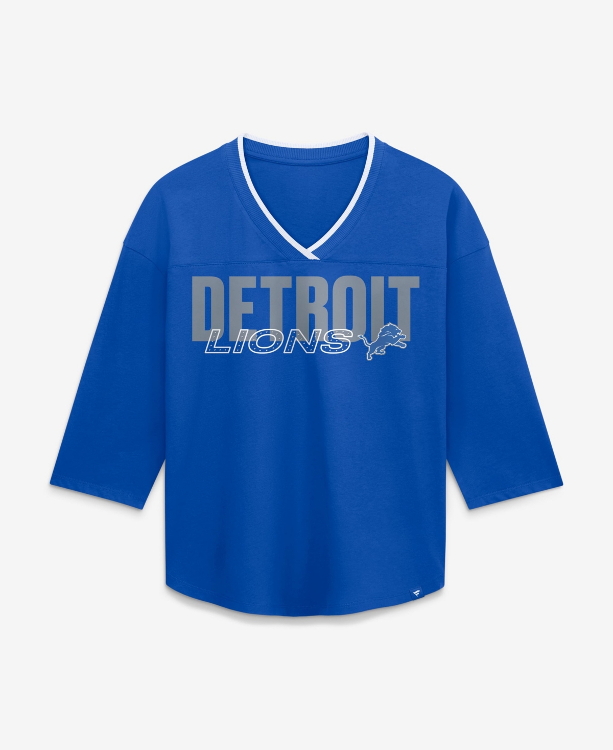 Fanatics Women's Blue Detroit Lions Team First Deceptive Juke 3/4-Sleeve V-Neck T-Shirt - Blue