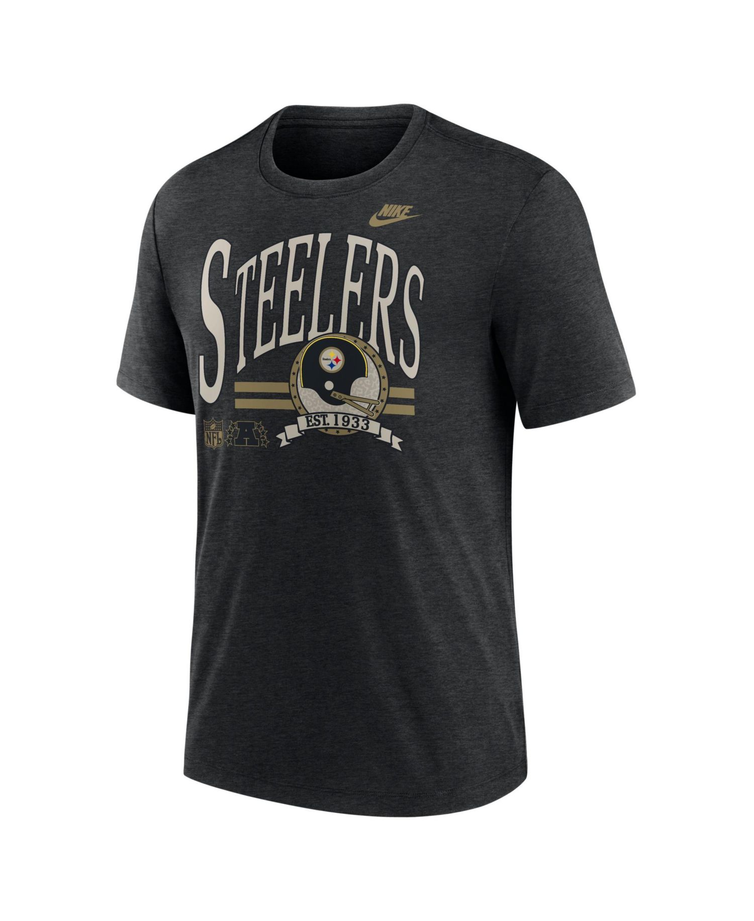 Men's Heather Black Pittsburgh Steelers Rewind Tri-Blend T-Shirt