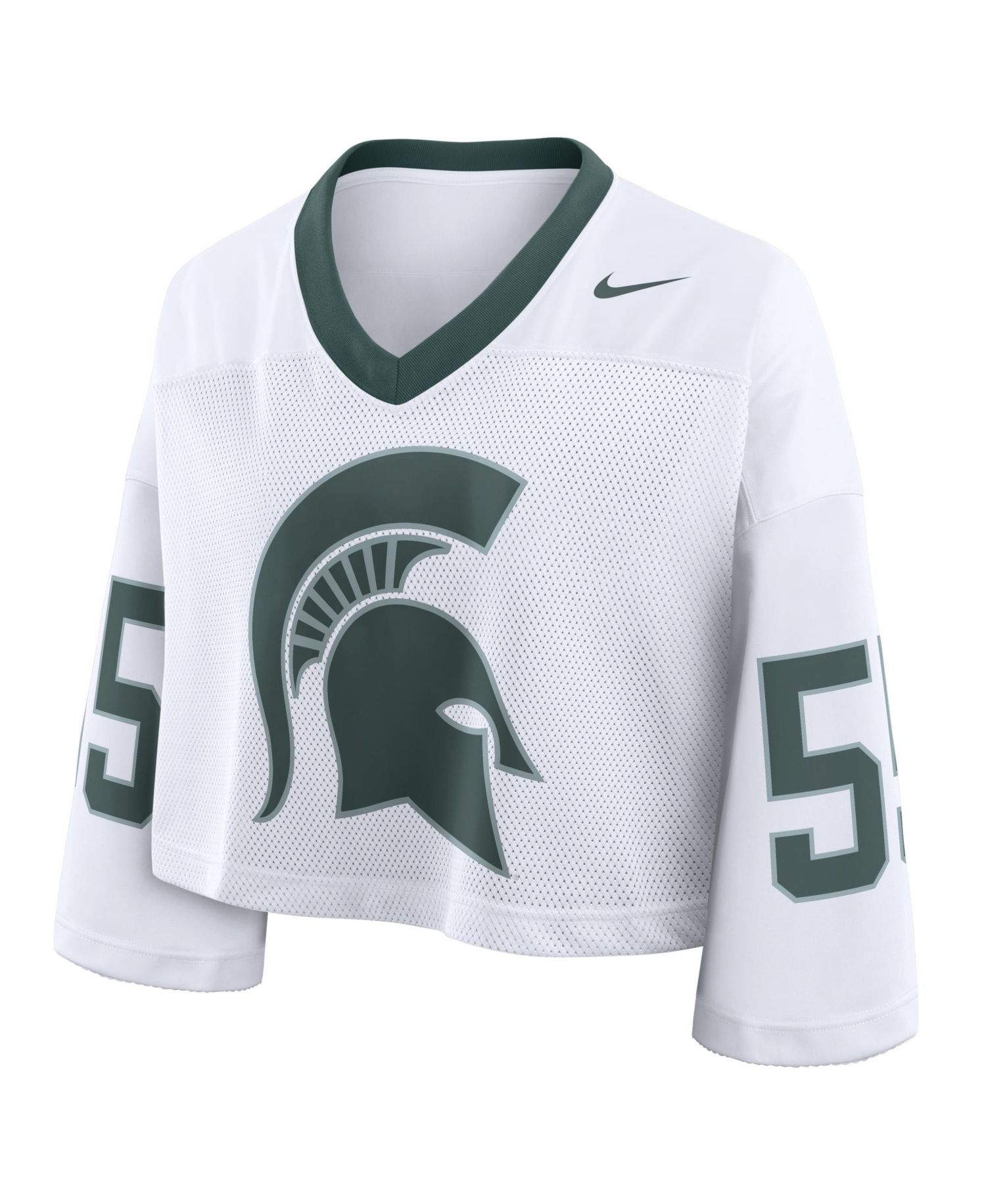 Women's White Michigan State Spartans Oversized Logo Cropped Fashion Jersey