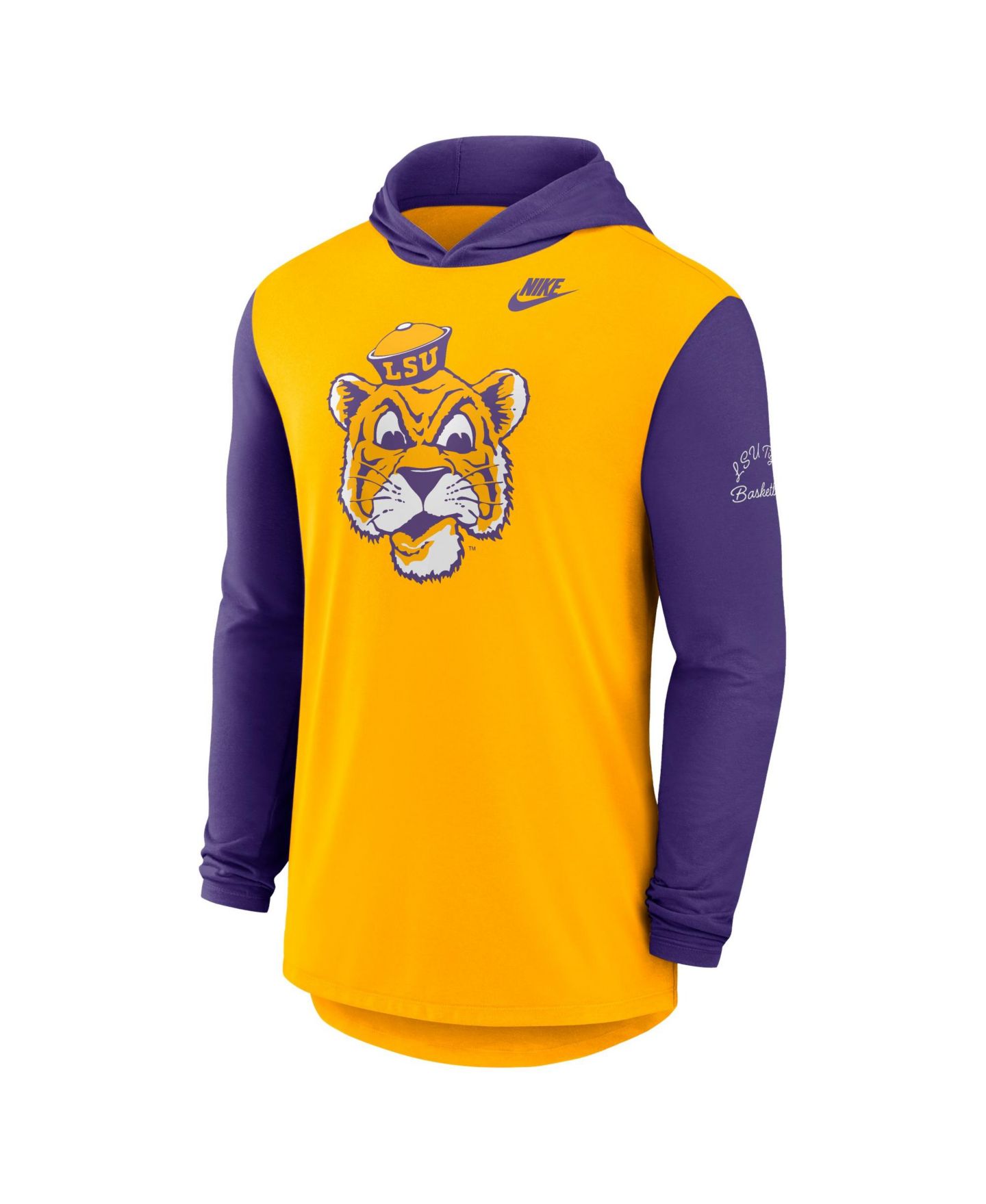 Мужская футболка Nike Gold/Purple LSU Tigers Campus Legacy Tri-Blend Long Sleeve Hooded — фото 4