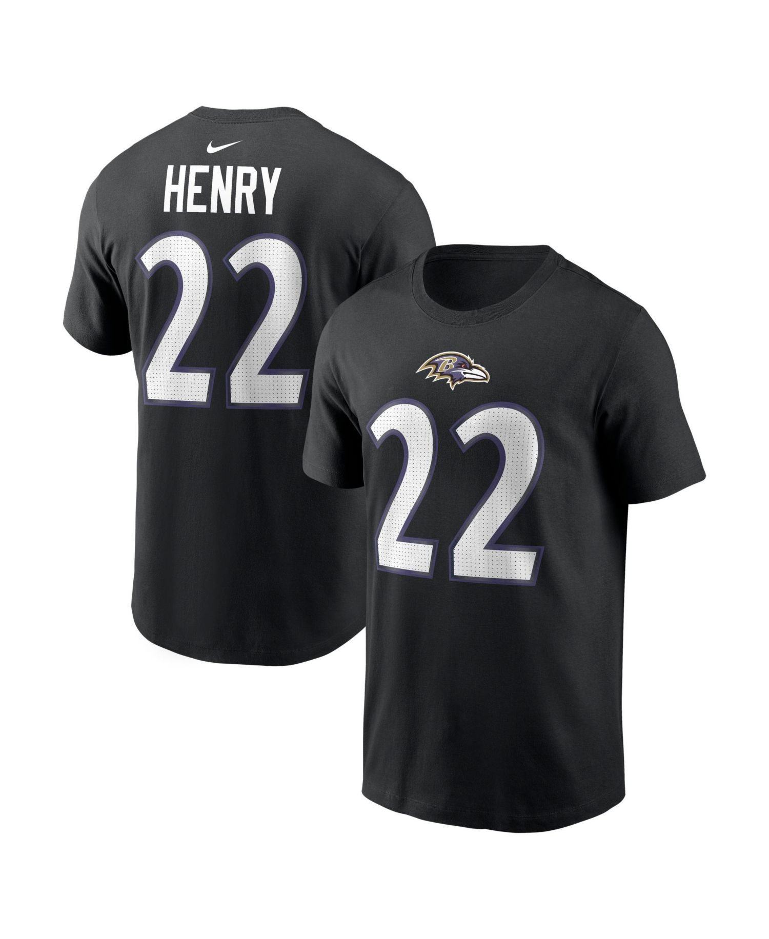 Men's Derrick Henry Black Baltimore Ravens Name Number T-Shirt